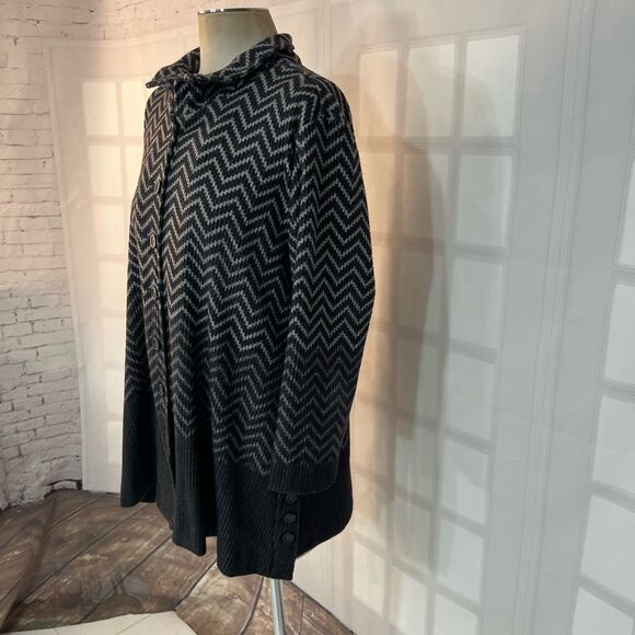 John & Mark Black Geometric Button Down Long Sleeve Cardigan Sweater Size XL - Picture 3 of 10